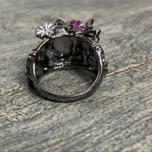 Silver Turkish Hand Made Spider & Flower Ring - Picture 4 of 4